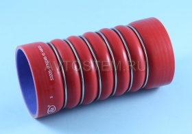 Изображение патрубок интеркулера для а/м камаз (d=100 mm, l210 mm, 6 колец) красный силикон 53205-1170248 "птп" от Автостем