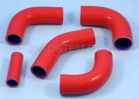 Изображение патрубки радиатора для а/м газель дв. 405 евро-3 (к-т 5шт) красный силикон "птп" от Автостем