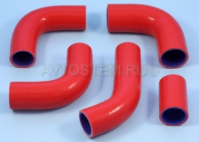 Изображение патрубки радиатора для а/м газель дв. 405 евро-2 (к-т 5шт) красный силикон "птп" от Автостем